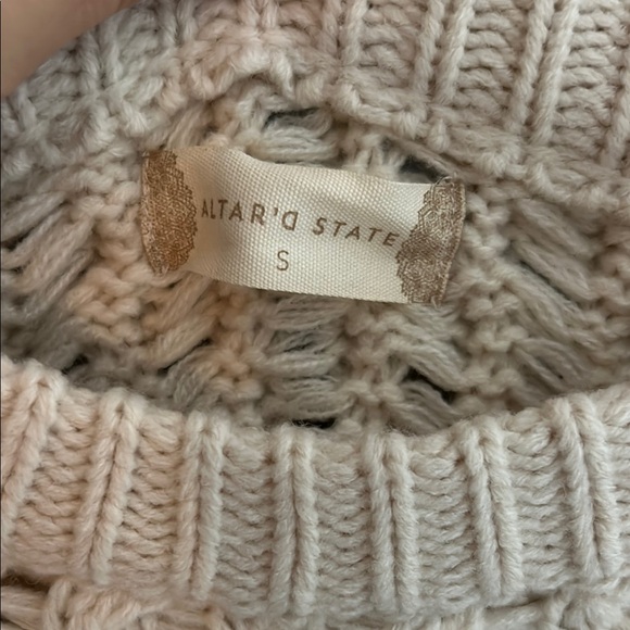 Altar’d State Cozy Cream Cable Knit Sweater - Picture 2 of 3